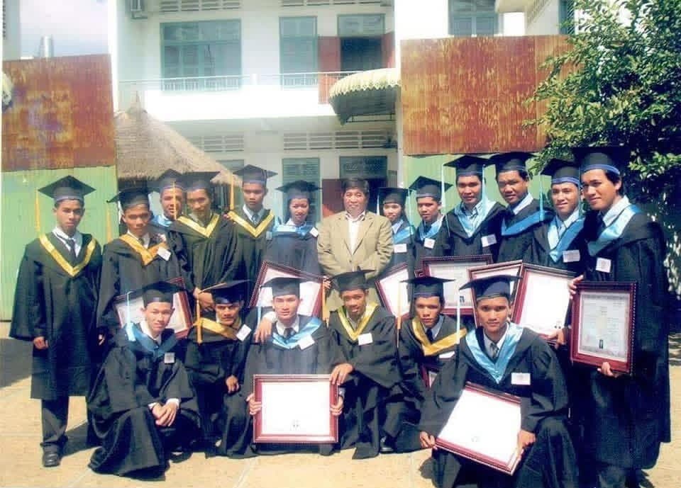 Ahmad Yahya with Cham graduates at their ceremony